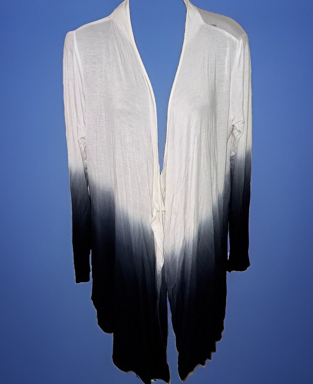 Light Weight Blue Ombré Duster Length Open Cardigan Rayon Neiman Marcus Medium